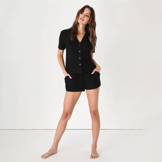 Endless Dreams Black Short Sleeve Two-Piece Pajama Set