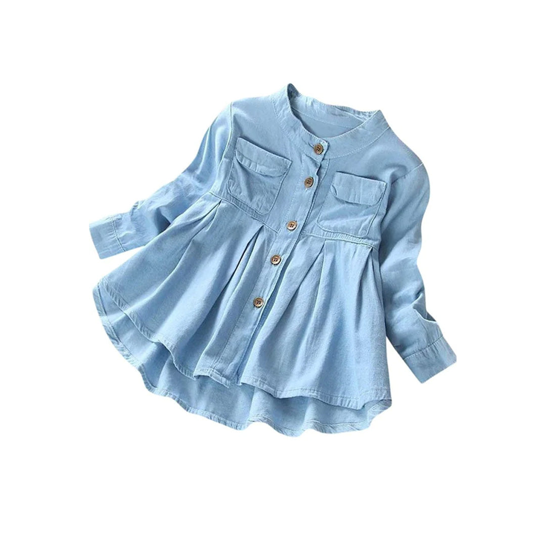 Easy going Girl Light Wash Button Up Shirt