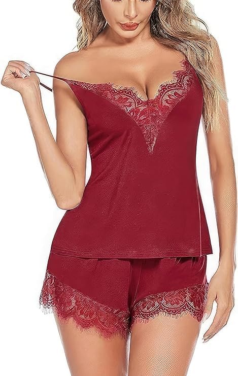 Comfy Sleepwear Lace Sexy Two Piece Pajamas Set