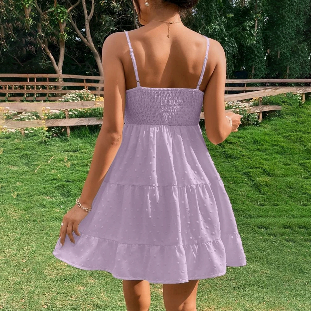 Beyond Pink Vacay Swiss Dot Ruffle Dress