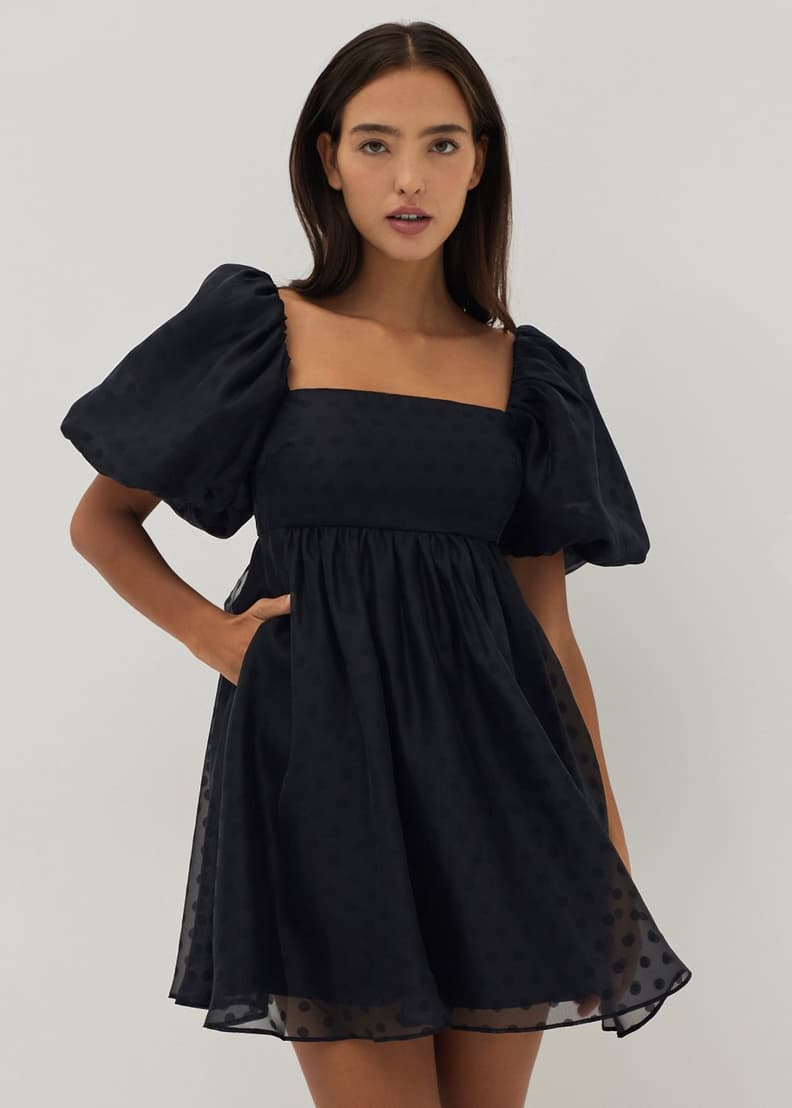 Dreamy black tie back swing dress