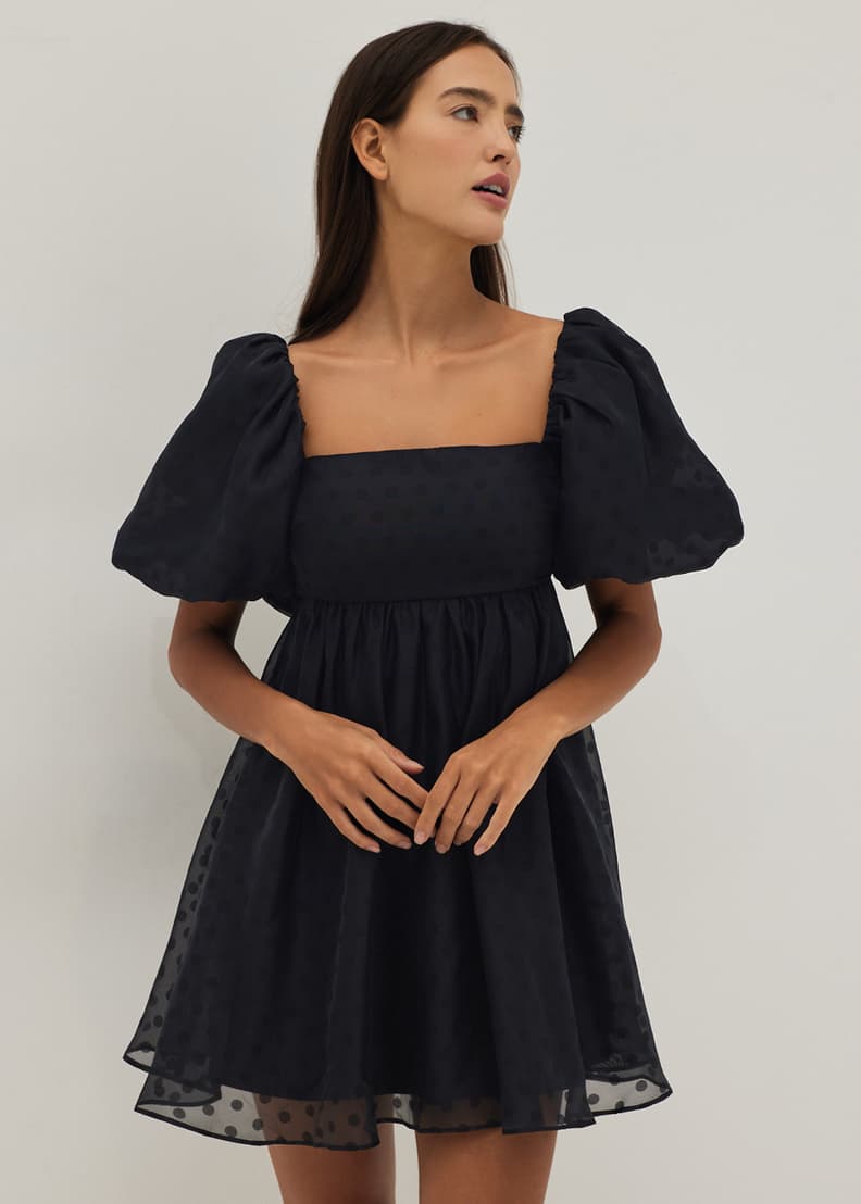 Dreamy black tie back swing dress