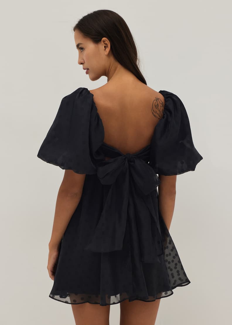 Dreamy black tie back swing dress