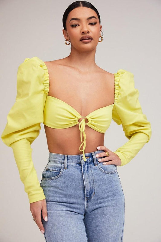 Abby Puff Sleeves Crop Top for Women