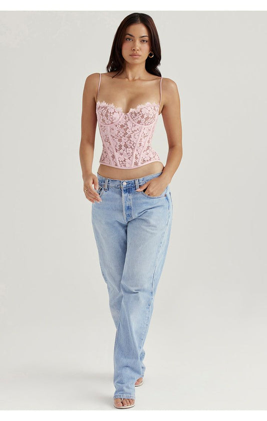 Allure Summer Stylish Pink Top With Blue Jeans For Women