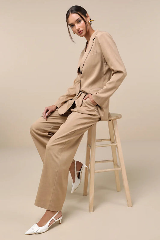 Timeless Tan pants suit set